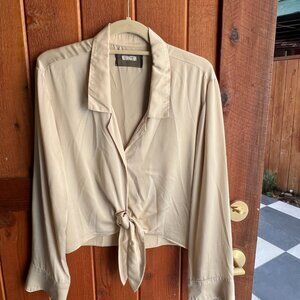 Reformation Cream Tie-Front Blouse